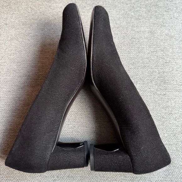 Stuart Weitzman Textured Kenna Black Leather Pump Classic Mature Women's 8.5 - Picture 6 of 12